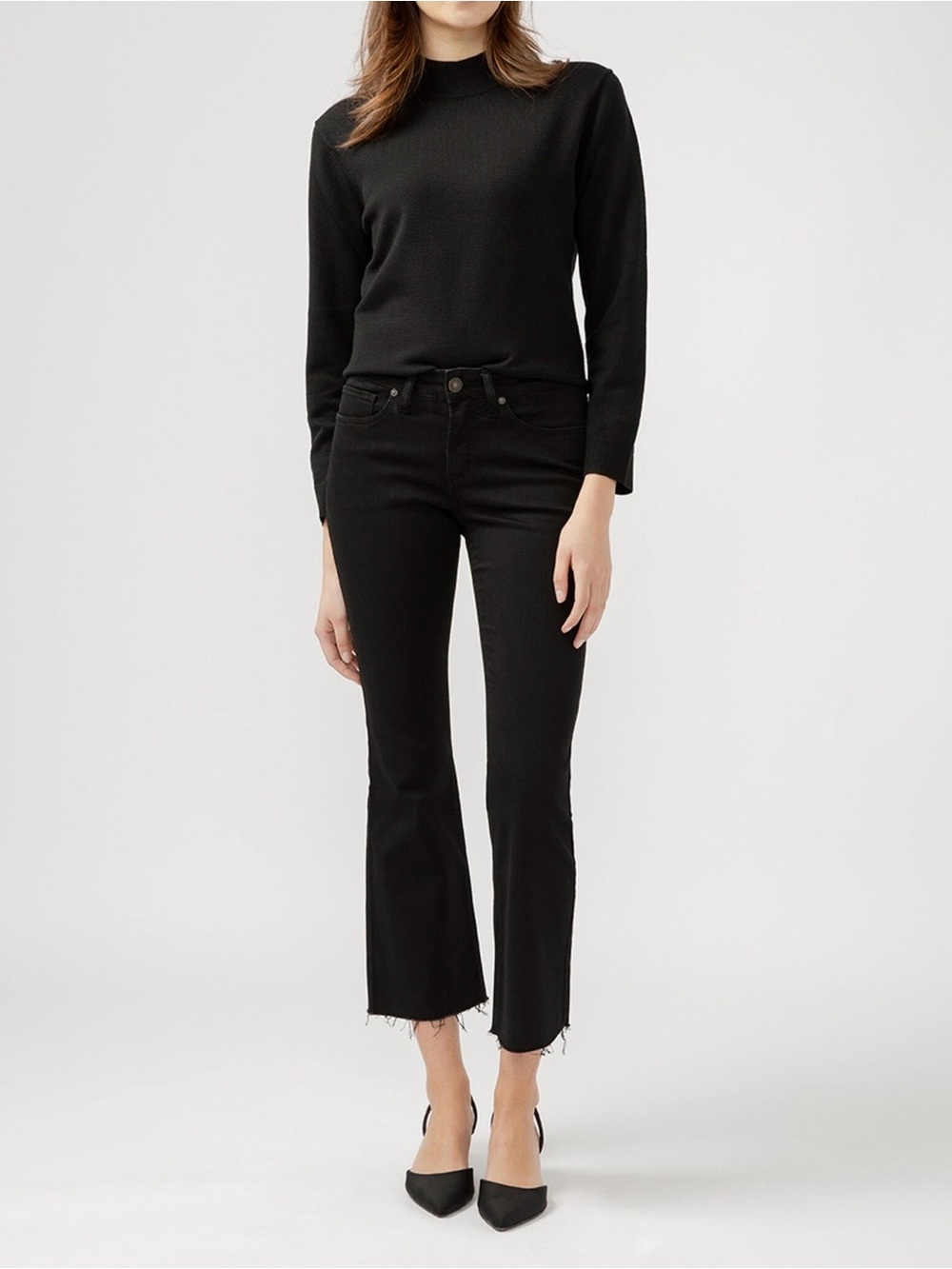 Women's Silver Jeans Black Slim Crop Flare denim